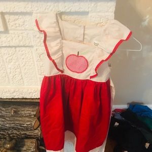 Apple appliqué smocked dress